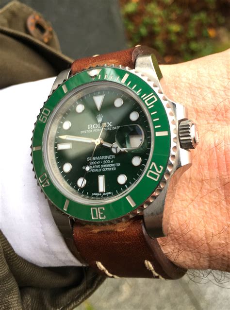 rolex green leather strap